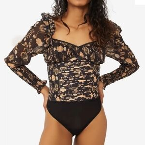 NWT Free People Brunch Date Floral Bodysuit sz S